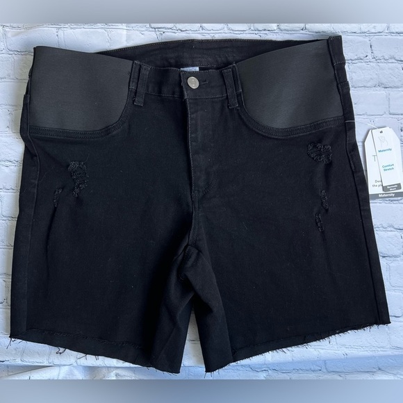 Time and Tru Black Cut Off Maternity Jean Shorts Size 12-14 - Picture 1 of 3